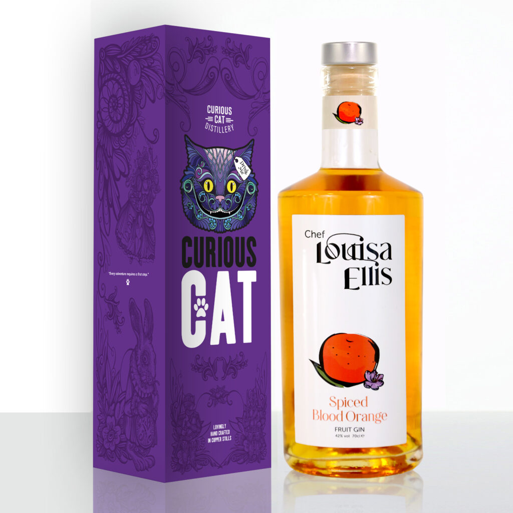 Louisa Ellis X Curious Cat Blood Orange Gin with luxury gift box